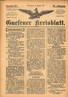 Gnesener Kreisblatt 1914.08.29 Jg.63 Nr73