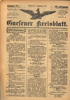Gnesener Kreisblatt 1914.09.02 Jg.63 Nr74