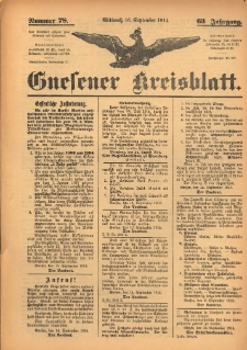 Gnesener Kreisblatt 1914.09.16 Jg.63 Nr78