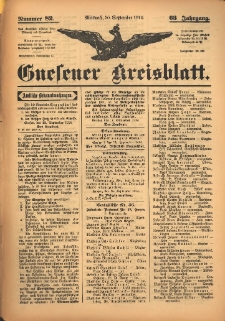 Gnesener Kreisblatt 1914.09.30 Jg.63 Nr82