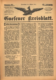 Gnesener Kreisblatt 1914.10.24 Jg.63 Nr91
