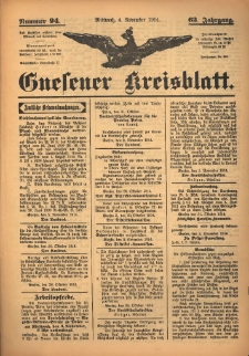 Gnesener Kreisblatt 1914.11.04 Jg.63 Nr94