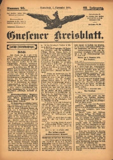 Gnesener Kreisblatt 1914.11.07 Jg.63 Nr95