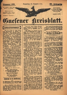 Gnesener Kreisblatt 1914.11.28 Jg.63 Nr102