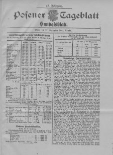 Posener Tageblatt. Handelsblatt 1904.09.27 Jg.42