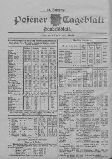 Posener Tageblatt. Handelsblatt 1902.11.03 Jg.41