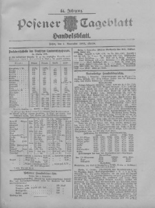 Posener Tageblatt. Handelsblatt 1905.11.01 Jg.44