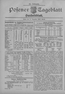 Posener Tageblatt. Handelsblatt 1905.12.19 Jg.44