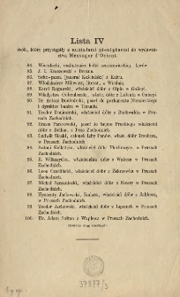 Lista IV osób, które przystąpiły z udziałami pieniężnemi do wydawnictwa Messager d'Orient