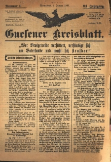 Gnesener Kreisblatt 1915.01.02 Jg.64 Nr1