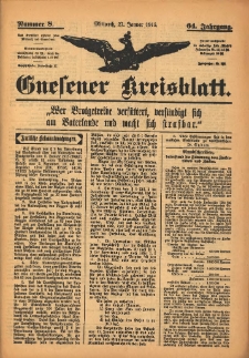 Gnesener Kreisblatt 1915.01.27 Jg.64 Nr8