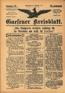 Gnesener Kreisblatt 1915.02.20 Jg.64 Nr15