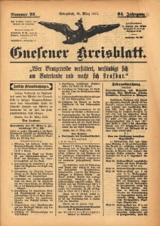 Gnesener Kreisblatt 1915.03.20 Jg.64 Nr23