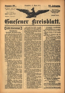 Gnesener Kreisblatt 1915.04.17 Jg.64 Nr30