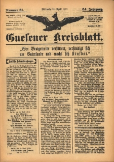 Gnesener Kreisblatt 1915.04.21 Jg.64 Nr31