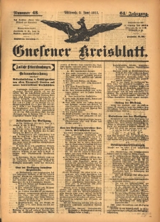 Gnesener Kreisblatt 1915.06.02 Jg.64 Nr43