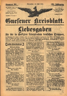Gnesener Kreisblatt 1915.07.10 Jg.64 Nr54
