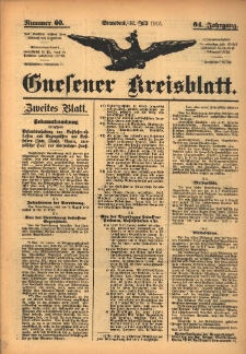 Gnesener Kreisblatt 1915.07.31 Jg.64 Nr60 Zweites Blatt