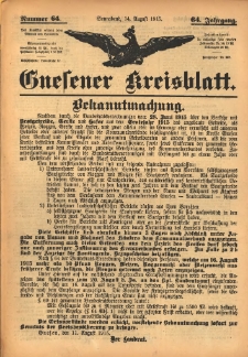 Gnesener Kreisblatt 1915.08.14 Jg.64 Nr64