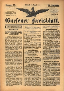 Gnesener Kreisblatt 1915.08.18 Jg.64 Nr65