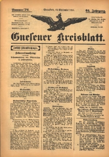 Gnesener Kreisblatt 1915.09.18 Jg.64 Nr74