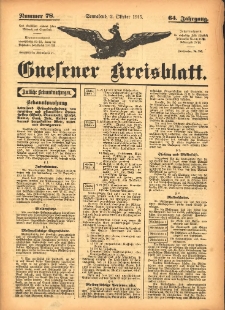 Gnesener Kreisblatt 1915.10.02 Jg.64 Nr78