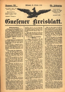 Gnesener Kreisblatt 1915.10.27 Jg.64 Nr85