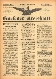 Gnesener Kreisblatt 1915.11.03 Jg.64 Nr87