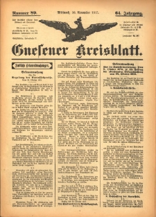Gnesener Kreisblatt 1915.11.10 Jg.64 Nr89