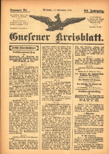 Gnesener Kreisblatt 1915.11.17 Jg.64 Nr91