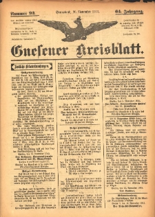 Gnesener Kreisblatt 1915.11.20 Jg.64 Nr92