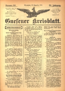Gnesener Kreisblatt 1915.11.27 Jg.64 Nr94