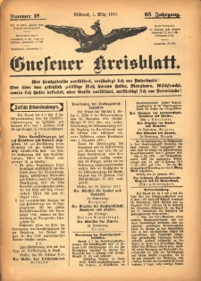 Gnesener Kreisblatt 1916.03.01 Jg.65 Nr18