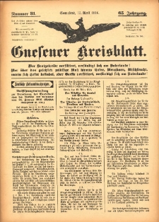 Gnesener Kreisblatt 1916.04.15 Jg.65 Nr31