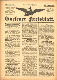 Gnesener Kreisblatt 1916.05.20 Jg.65 Nr41