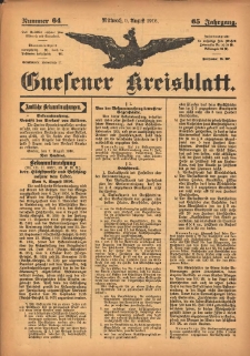 Gnesener Kreisblatt 1916.08.09 Jg.65 Nr64