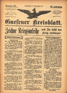 Gnesener Kreisblatt 1916.09.16 Jg.65 Nr75