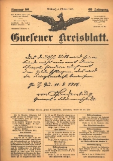 Gnesener Kreisblatt 1916.10.04 Jg.65 Nr80