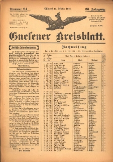 Gnesener Kreisblatt 1916.10.18 Jg.65 Nr84