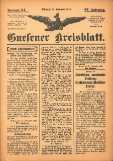 Gnesener Kreisblatt 1916.11.22 Jg.65 Nr94