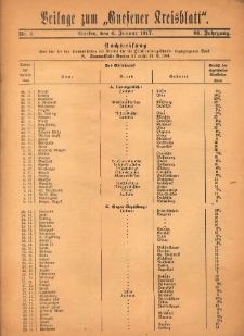 Beilage zum &bdquo;Gnesener Kreisblatt&rdquo; 1917.01.06 Nr2