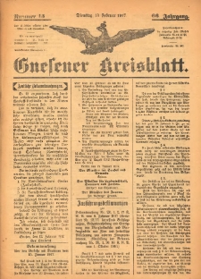 Gnesener Kreisblatt 1917. 02.13 Jg.66 Nr13