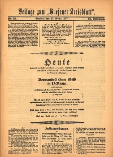 Beilage zum &bdquo;Gnesener Kreisblatt&rdquo; 1917.03.17 Nr22