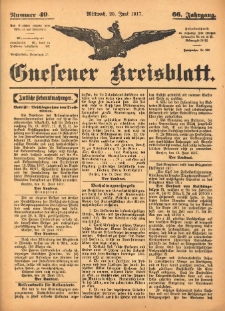 Gnesener Kreisblatt 1917.06.20 Jg.66 Nr49