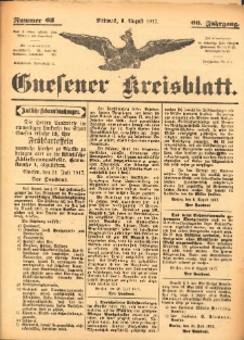 Gnesener Kreisblatt 1917.08.08 Jg.66 Nr63