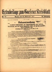 Extrabeilage zum Gnesener Kreisblatt 1917.09.26 Nr77