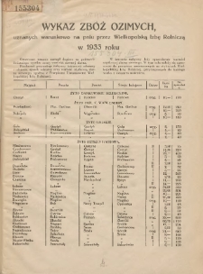 Wykaz Zb&oacute;ż Ozimych, Uznanych Warunkowo na Pniu przez Wielkopolską Izbę Rolniczą 1933 R.4