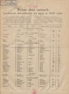 Wykaz Zb&oacute;ż Ozimych, Uznanych Warunkowo na Pniu przez Wielkopolską Izbę Rolniczą1935 R.6