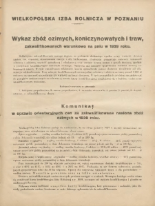 Wykaz Zbóż Ozimych, Uznanych Warunkowo na Pniu przez Wielkopolską Izbę Rolniczą 1939 R.10