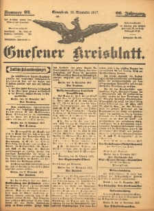 Gnesener Kreisblatt 1917.11.15 Jg.66 Nr92